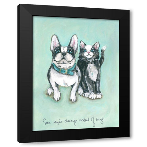 Some Angels Black Modern Wood Framed Art Print by Strong, Molly Susan