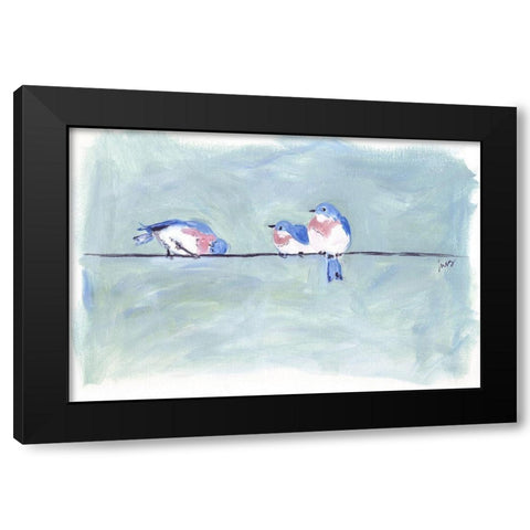 Birds on a Wire II Black Modern Wood Framed Art Print by Strong, Molly Susan