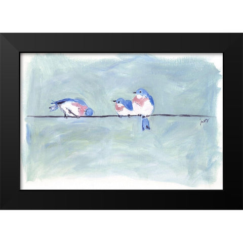 Birds on a Wire II Black Modern Wood Framed Art Print by Strong, Molly Susan