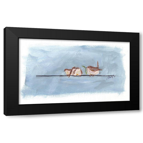 Birds on a Wire III Black Modern Wood Framed Art Print by Strong, Molly Susan