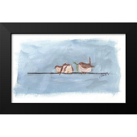 Birds on a Wire III Black Modern Wood Framed Art Print by Strong, Molly Susan