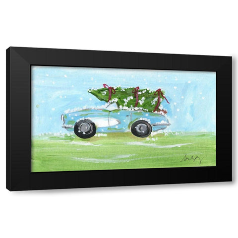 Convertible Christmas Black Modern Wood Framed Art Print by Strong, Molly Susan