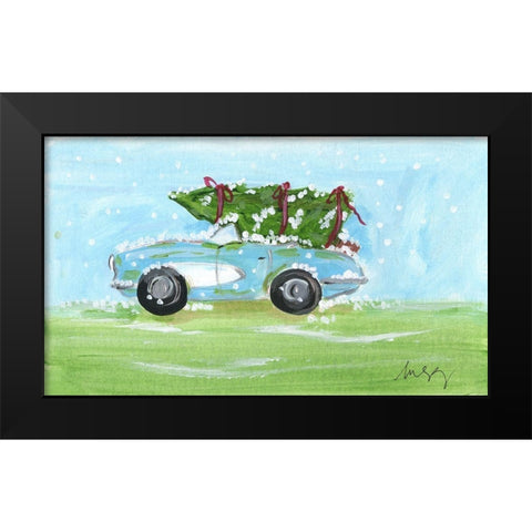 Convertible Christmas Black Modern Wood Framed Art Print by Strong, Molly Susan