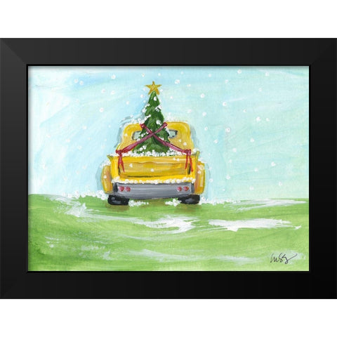 Christmas Pick-Up Black Modern Wood Framed Art Print by Strong, Molly Susan