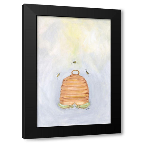 Bees Black Modern Wood Framed Art Print with Double Matting by Strong, Molly Susan