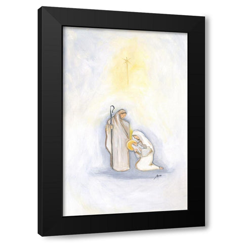 Jesus Mary and Joseph Black Modern Wood Framed Art Print by Strong, Molly Susan