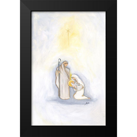 Jesus Mary and Joseph Black Modern Wood Framed Art Print by Strong, Molly Susan