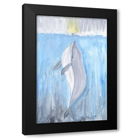 Whale Black Modern Wood Framed Art Print with Double Matting by Strong, Molly Susan