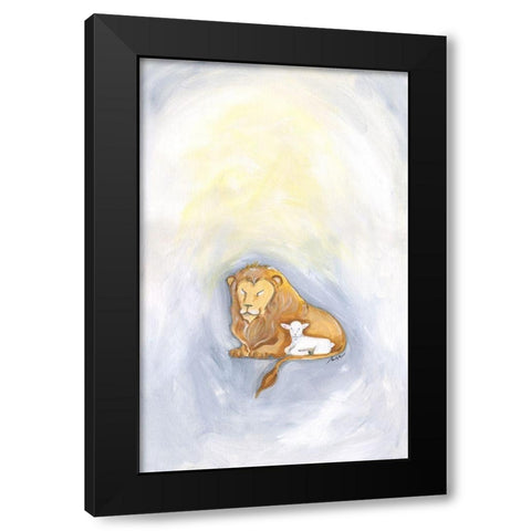 Lion and Lamb Black Modern Wood Framed Art Print with Double Matting by Strong, Molly Susan