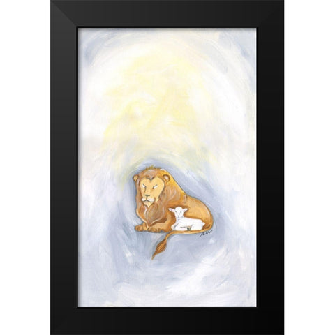 Lion and Lamb Black Modern Wood Framed Art Print by Strong, Molly Susan
