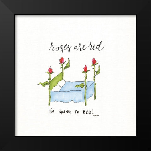 Roses Are Red Black Modern Wood Framed Art Print by Strong, Molly Susan