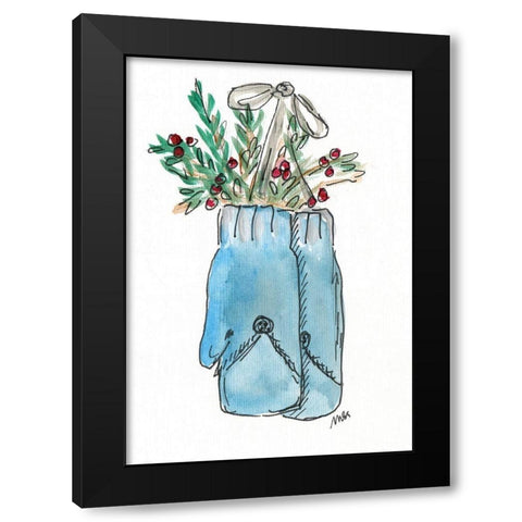 Blue Mittens II Black Modern Wood Framed Art Print with Double Matting by Strong, Molly Susan