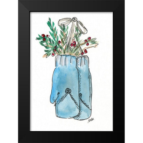 Blue Mittens II Black Modern Wood Framed Art Print by Strong, Molly Susan