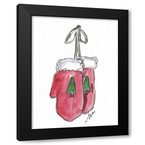 Red Mittens Black Modern Wood Framed Art Print by Strong, Molly Susan