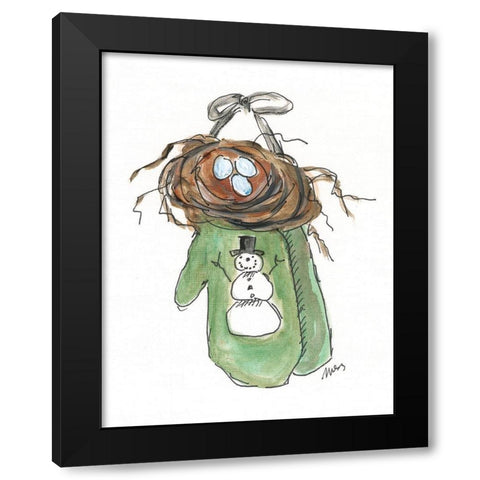 Green Mittens Black Modern Wood Framed Art Print with Double Matting by Strong, Molly Susan