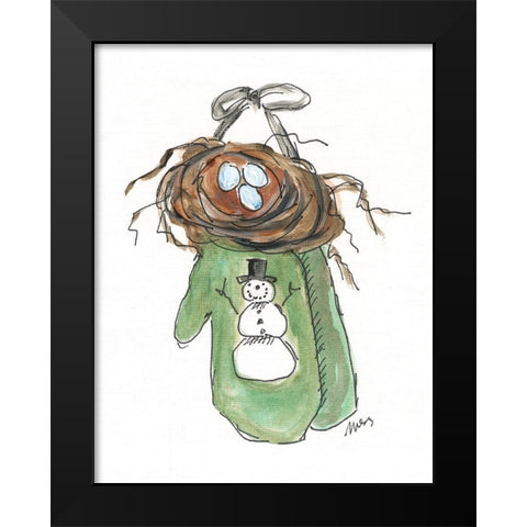 Green Mittens Black Modern Wood Framed Art Print by Strong, Molly Susan