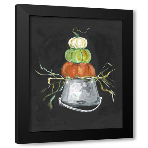 Pumpkin Stack Black Modern Wood Framed Art Print with Double Matting by Strong, Molly Susan