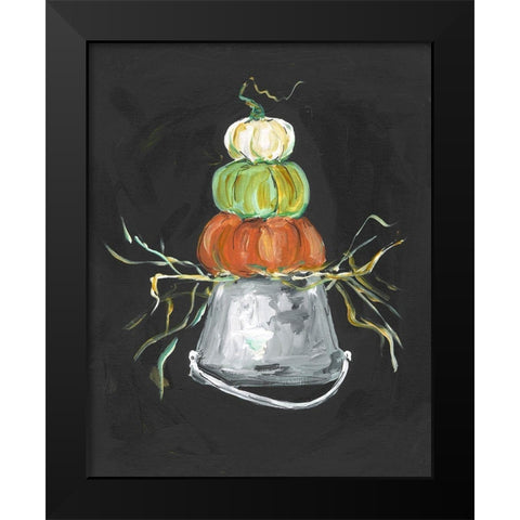 Pumpkin Stack Black Modern Wood Framed Art Print by Strong, Molly Susan