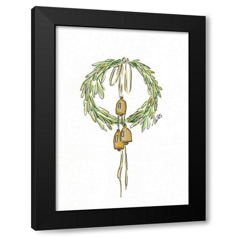 Bell Wreath Black Modern Wood Framed Art Print by Strong, Molly Susan