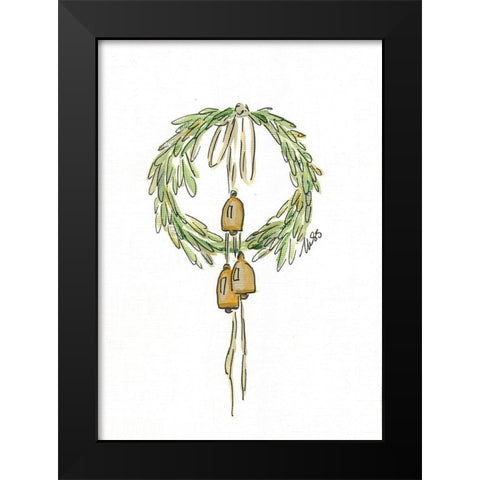 Bell Wreath Black Modern Wood Framed Art Print by Strong, Molly Susan