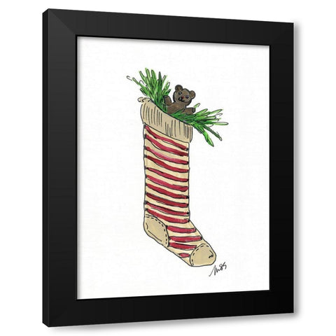 Stocking Black Modern Wood Framed Art Print by Strong, Molly Susan