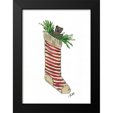 Stocking Black Modern Wood Framed Art Print by Strong, Molly Susan