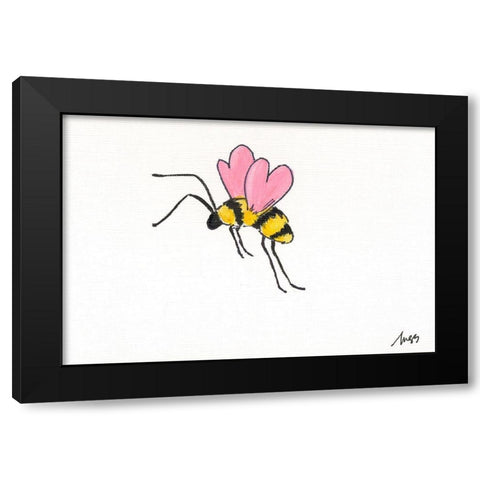 Valentine Bee Black Modern Wood Framed Art Print with Double Matting by Strong, Molly Susan