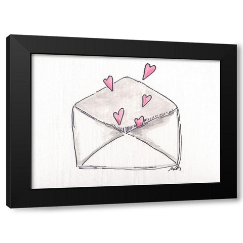 Valentine Love Black Modern Wood Framed Art Print with Double Matting by Strong, Molly Susan