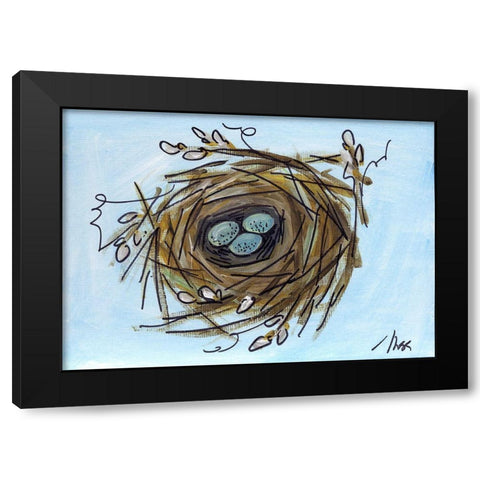 Nest with Eggs Black Modern Wood Framed Art Print by Strong, Molly Susan