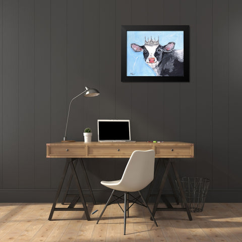 Queen Cow Black Modern Wood Framed Art Print by Strong, Molly Susan