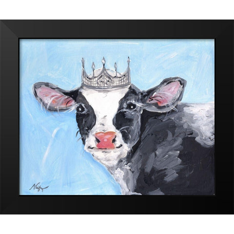 Queen Cow Black Modern Wood Framed Art Print by Strong, Molly Susan