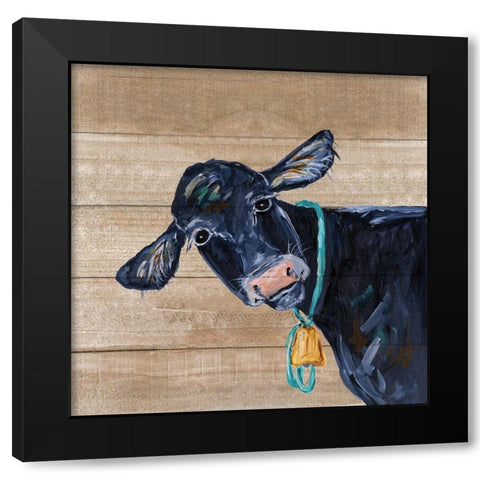 Cow Black Modern Wood Framed Art Print with Double Matting by Strong, Molly Susan