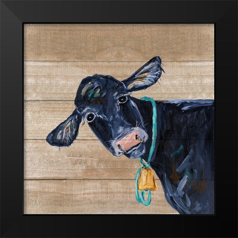 Cow Black Modern Wood Framed Art Print by Strong, Molly Susan