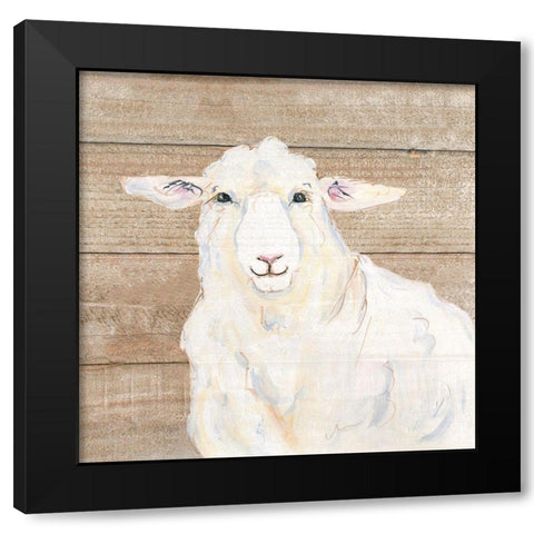 Sheep Black Modern Wood Framed Art Print by Strong, Molly Susan
