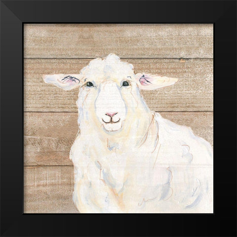 Sheep Black Modern Wood Framed Art Print by Strong, Molly Susan