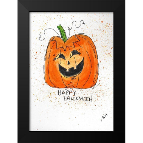 Happy Halloween Black Modern Wood Framed Art Print by Strong, Molly Susan