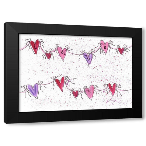 Love Hearts Black Modern Wood Framed Art Print with Double Matting by Strong, Molly Susan