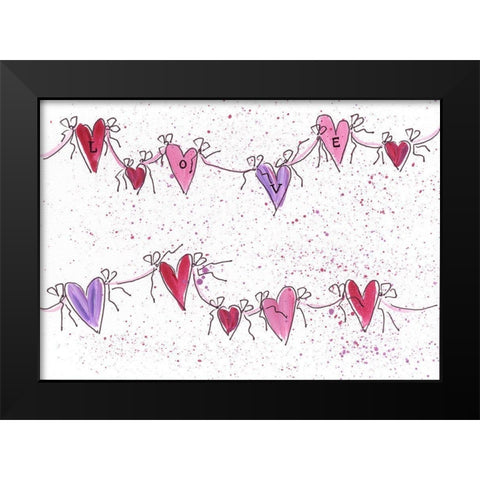Love Hearts Black Modern Wood Framed Art Print by Strong, Molly Susan