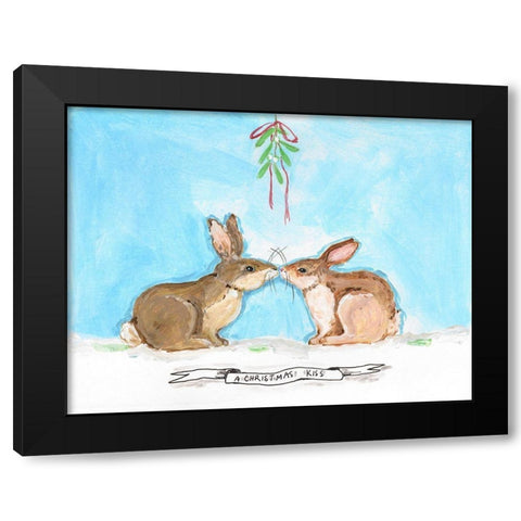 Snow Bunnies Black Modern Wood Framed Art Print by Strong, Molly Susan