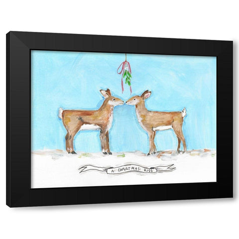 Deer Kiss Black Modern Wood Framed Art Print by Strong, Molly Susan