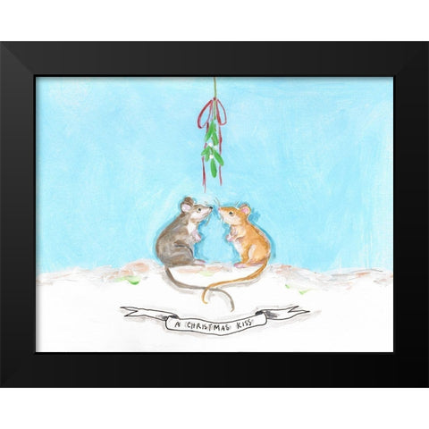 Christmouse Kiss Black Modern Wood Framed Art Print by Strong, Molly Susan