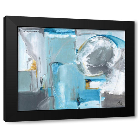 Blue Abstract Black Modern Wood Framed Art Print by Strong, Molly Susan
