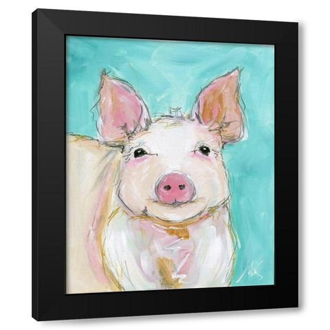 Pig Black Modern Wood Framed Art Print by Strong, Molly Susan