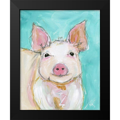 Pig Black Modern Wood Framed Art Print by Strong, Molly Susan