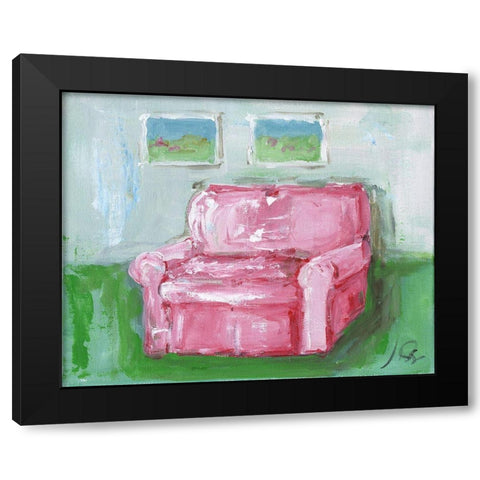 Pink Chair Black Modern Wood Framed Art Print with Double Matting by Strong, Molly Susan
