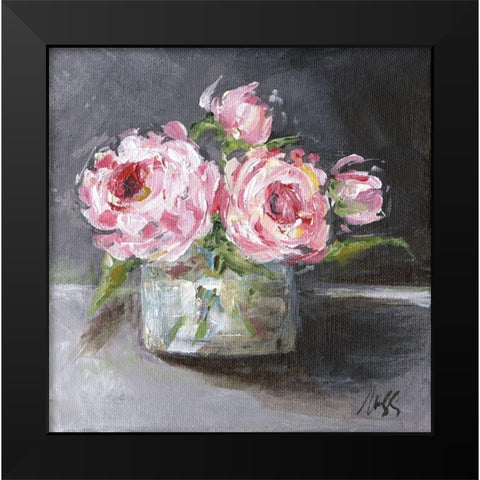 Roses Black Modern Wood Framed Art Print by Strong, Molly Susan