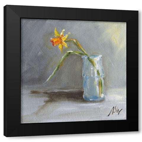 Daffodil Black Modern Wood Framed Art Print with Double Matting by Strong, Molly Susan