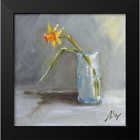 Daffodil Black Modern Wood Framed Art Print by Strong, Molly Susan