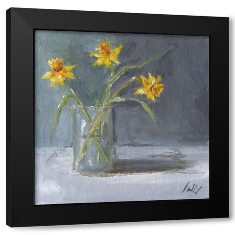 Daffodils Black Modern Wood Framed Art Print with Double Matting by Strong, Molly Susan