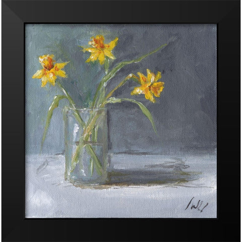 Daffodils Black Modern Wood Framed Art Print by Strong, Molly Susan